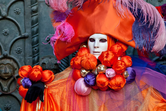 Mask in orange at Carnival of Venice