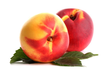 ripe nectarines, isolated on white