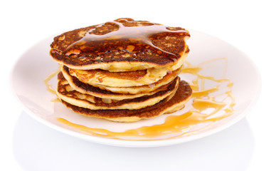 delicious sweet pancakes isolated on white