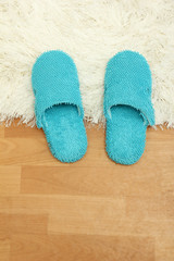 bright slippers, on floor background