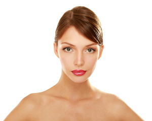 Obraz premium A beautiful woman, portrait isolated on white background