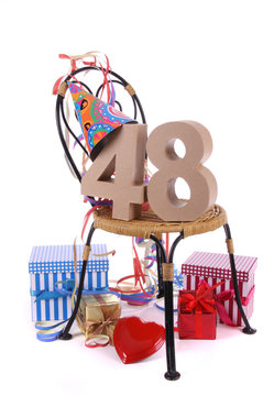 Happy birthday with Age in figures in a party mood