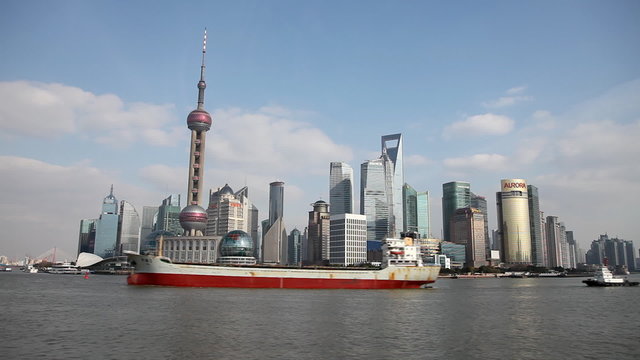 Skyline of Shanghai Pudong, China. Time lapse video