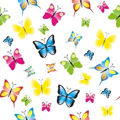 Modèle sans couture avec des papillons colorés, fond de papillon