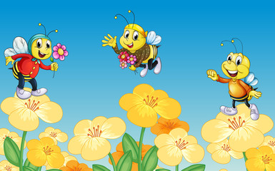 Fototapeta na wymiar Pszczoły i kwiaty