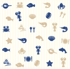 Sea food seamless pattern