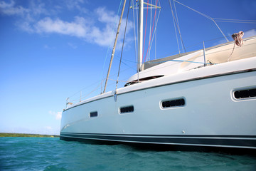 Fototapeta premium View of catamaran in caribbean water