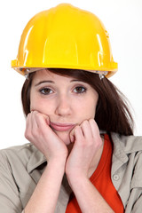 craftswoman looking bored