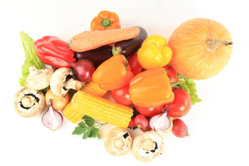 Composition with raw vegetables and wicker