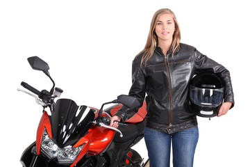 Obraz na płótnie Canvas Młoda kobieta motocyklista