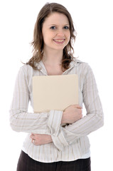 Fototapeta premium Junge Frau mit Bewerbungsmappe