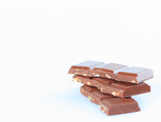 chocolate bars isolated on white background