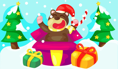 cute bear with new year presents