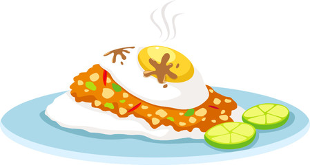 stir fried chilli basil with rice and fried egg