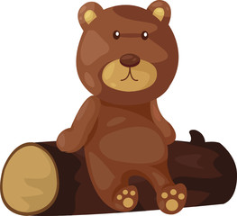 cute bear sitting on timber