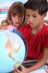 Two children in classroom