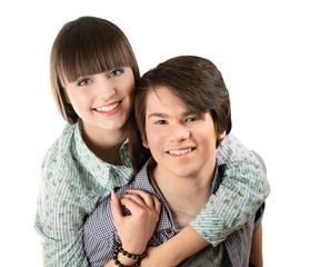 Portrait of young happy smiling couple