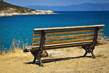 Naklejka na ściany i meble Panoramicznym widokiem na Morze Egejskie na Sithonia, Chalkidiki Półwysep Helski,