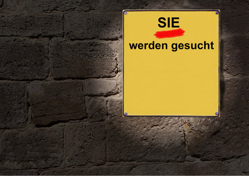 Gelbes Schild Mitarbeiter gesucht