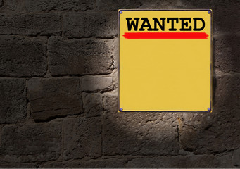Wanted - gesucht - gelbes Schild