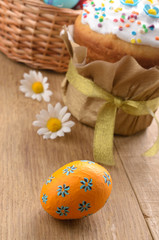 Easter decorations eggs cake and basket