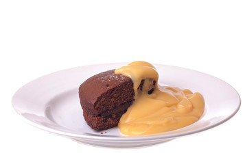 chocolate sponge cake and custard