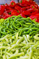 Organic Fresh Ripe Red and Green Peppers