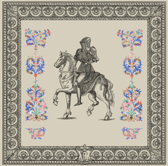Fototapeta na wymiar Rycerz w średniowieczu - vintage grawerowane ilustracji