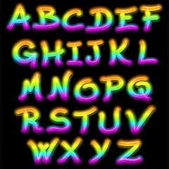 Door stickers Draw Letters Signs Alphabet Psychedelic Neon Light-Lettere Alfabeto