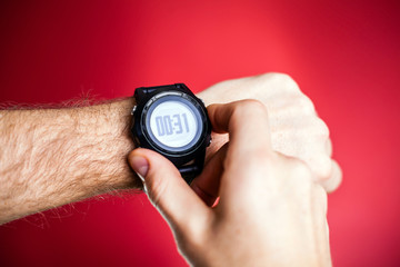 Runner ready to run with sport watch