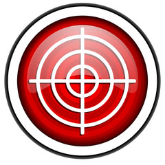 target red glossy icon isolated on white background