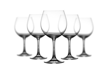Set of wine glasses on white background