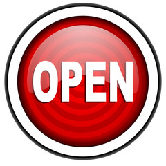 open red glossy icon isolated on white background