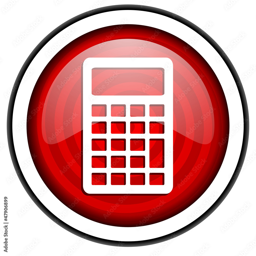 Poster calculator red glossy icon isolated on white background