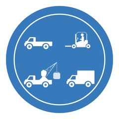 Camions de transport de marchandises dans un panneau