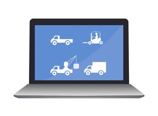 Camions de transport de marchandises dans un ordinateur