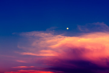 Sky in twilight time with moon