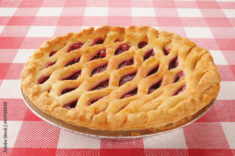 Poster cherry pie with lattice top