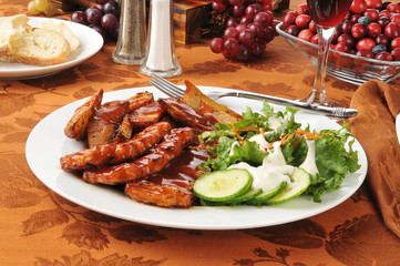 Barbecue pork dinner