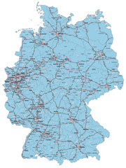 Deutschland als Inselkarte mit Postleitzahlen und Verkehrsnetz - obrazy, fototapety, plakaty
