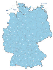 Inselkarte von Deutschland mit Postleitzahlen