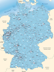 Umgebungskarte von Deutschland mit Postleitzahlen
