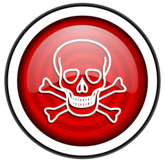 skull red glossy icon isolated on white background