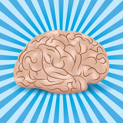 Healthy brain on a blue background with lines