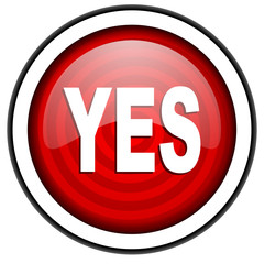yes red glossy icon isolated on white background