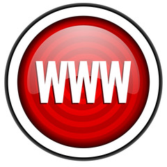 www red glossy icon isolated on white background