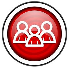 forum red glossy icon isolated on white background