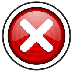 cancel red glossy icon isolated on white background