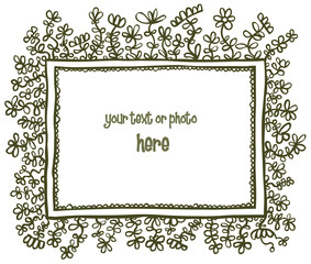 Frame with Floral decorations. Outline.