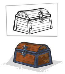 Old chest. Cartoon style.
